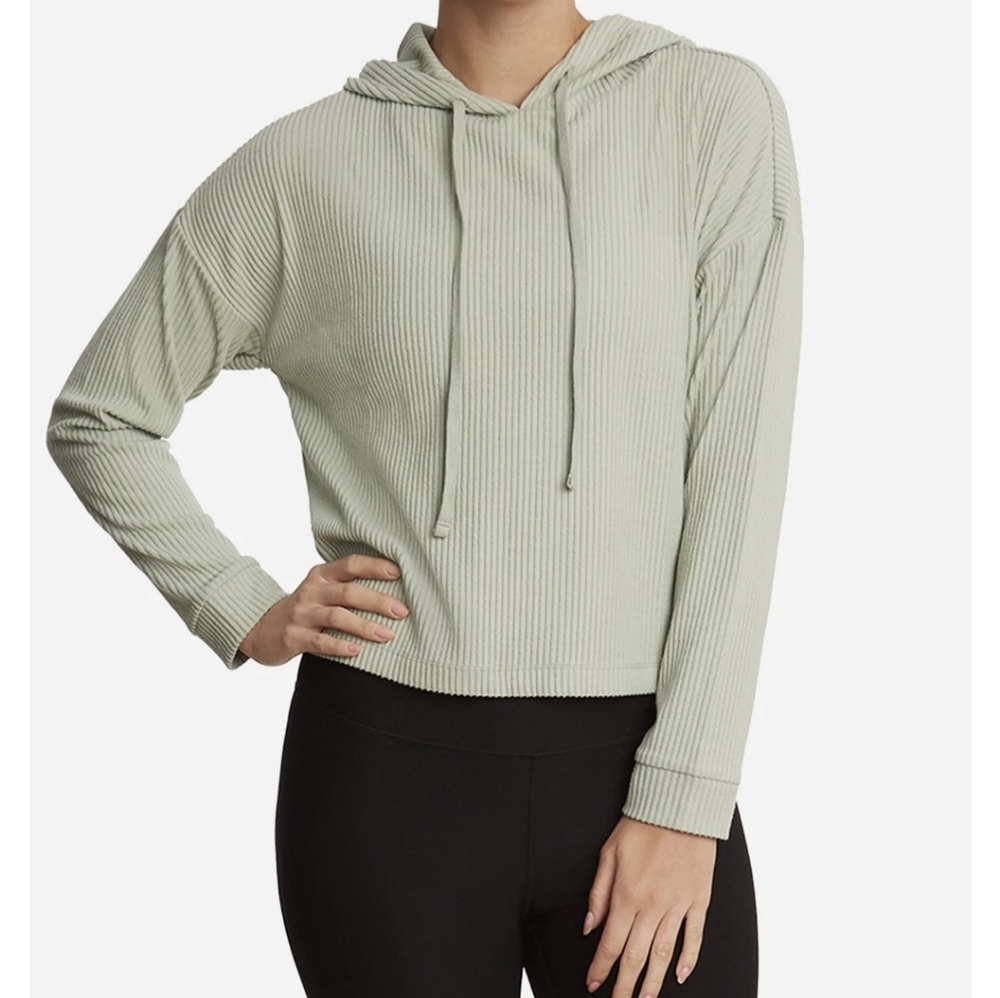 Danskin women's mint green textured cropped long sleeved hoodie size XXL